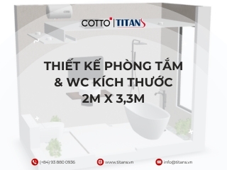 Thiết kế phòng tắm & WC kích thước 2m x 3,3m